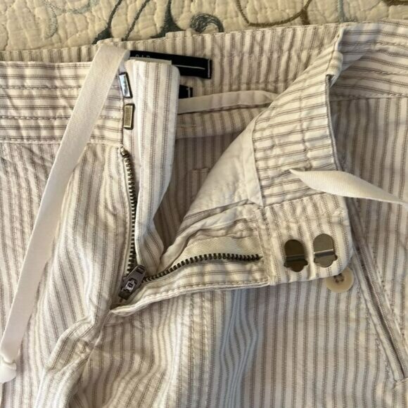 White & Grey Striped Straight Leg Capri Pants - Picture 7 of 7
